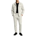 thumbnail image 2 of Kalauyu Two Piece Outfit Sets for Men Long Sleeve Button Down Shacket Jacket and Drawstring Jogger Pants Matching Set Casual Walking Suit, 2 of 7