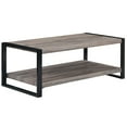 thumbnail image 2 of 3pc Cocktail - Rectangular Coffee Table And 2 Square End Tables In Rustic Brown Black, Modern Wooden Furniture For Living Room , Contemporary Tables, Piece, 2 of 5