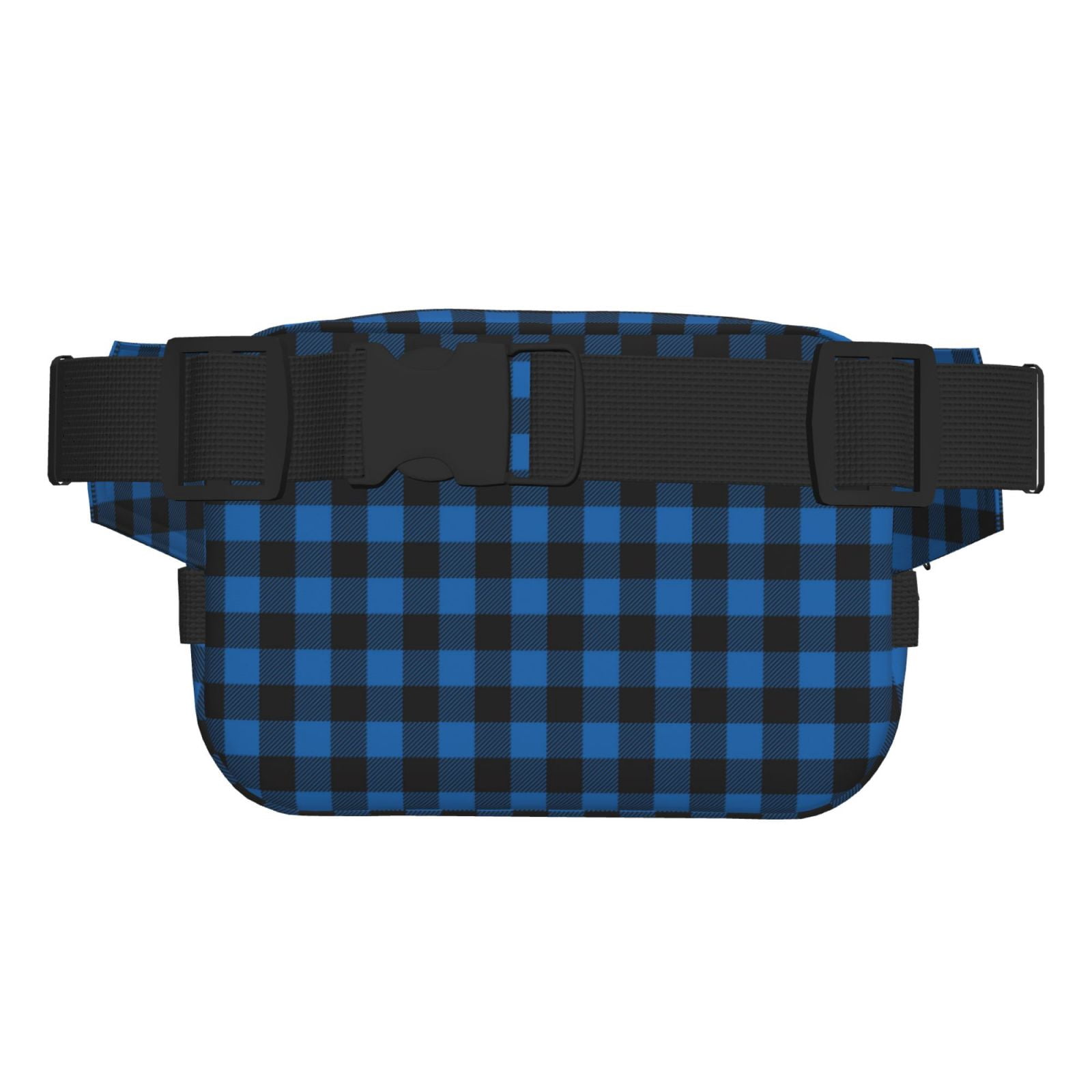 Picia Blue Black Plaid Print Square Double-Layer Waist Bag Mini Adjustable Waist Belt Bag Exercise Running Travel Hiking