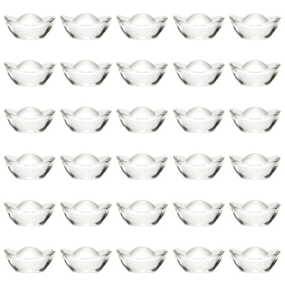 Uxcell Ingot Crystal Ornaments, Chinese Crystal Figurine for Decor Transparent 30 Count