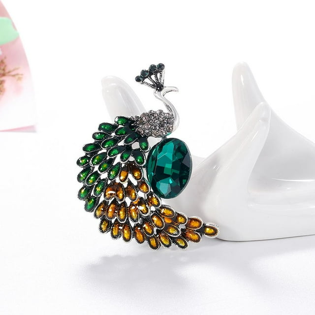 Broche de de cristal , joyería para fiesta de Hugo Broche de pavo real