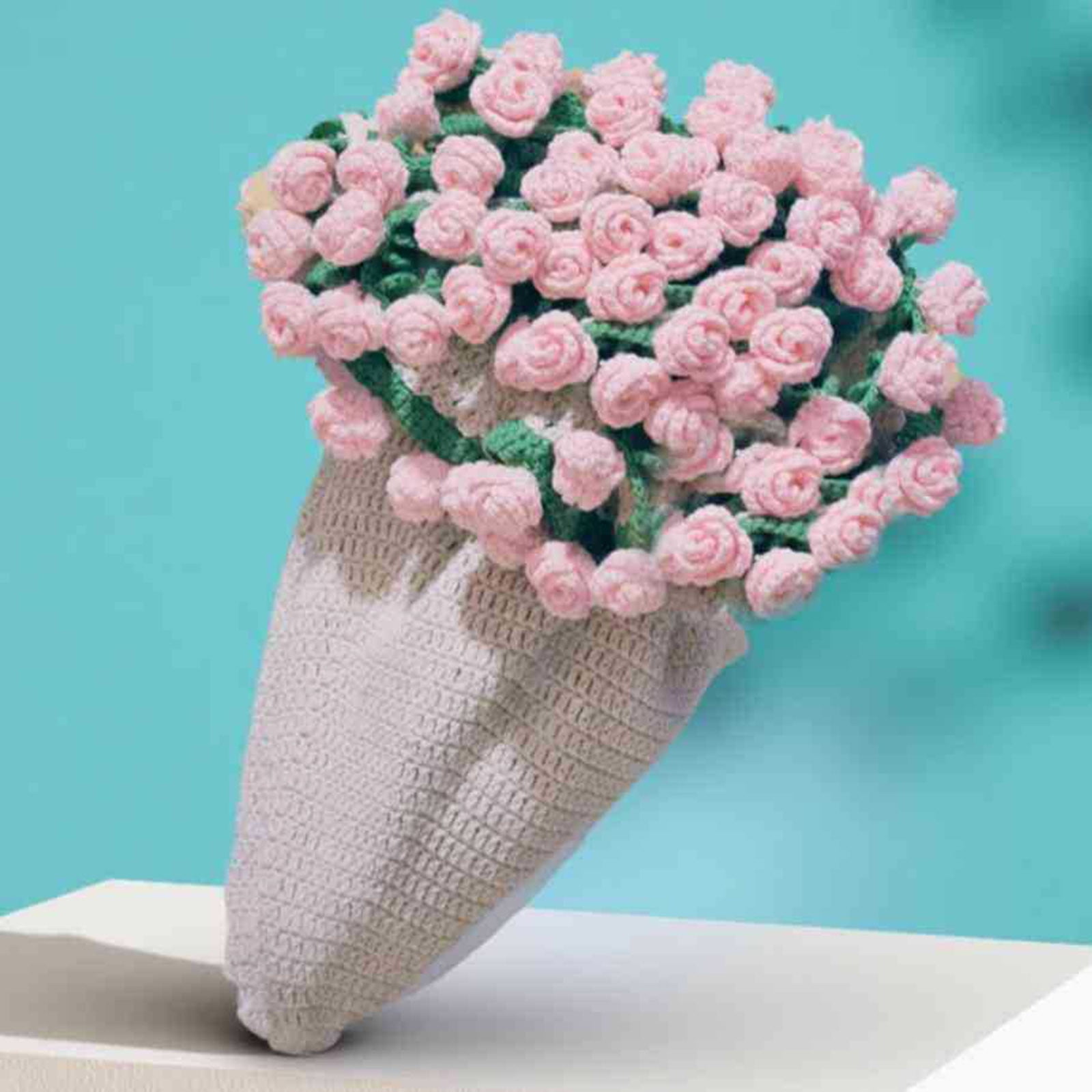 Crochet Kit Beginners for Blanket Rose Flowers Bouquet Crochet Kit Floral DIY Knitting Starter Kit With Crochet Yarn Step-By-Step & Instructions for Mother'S Day Gifts