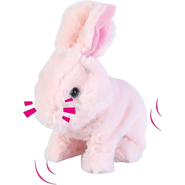 Simulación de juguete de peluche eléctrico lindo conejito rebote conejito, rosa