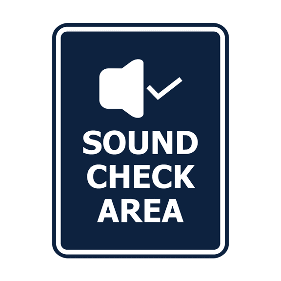 Signs ByLITA Portrait Round Sound Check Area Door or Wall Sign Easy Installation | Directing Artists & Co-Workers | Music | Concert | Festivals Sign (Navy Blue / White) - Large