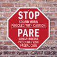 thumbnail image 4 of Stopsound Horn Proceed with Caution Pare Sonar Bocina Proceder Con Precaución 6 inch X 6 inch Octagon Plastic Sign Weather Resistant, UV Protected for Workplace, Made in the USA, 4 of 7