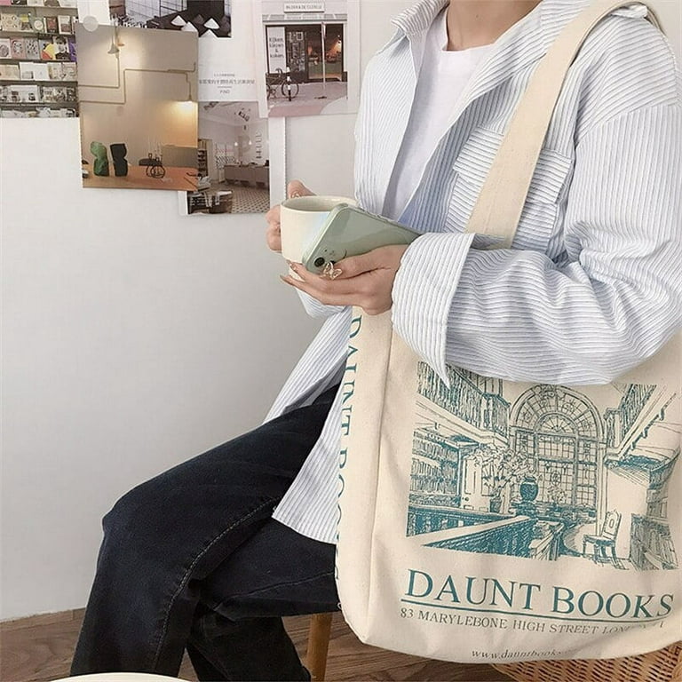 CoCopeanut Women Canvas Shoulder Bag London Daunt Books Daily Shopping Bags  Students Book Bag Cotton Cloth Handbags Large Tote For Girls