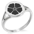 thumbnail image 1 of Stainless Steel Akechi Samurai Crest Minimalist Oval Top Polished Statement Signet Ring, 1 of 1