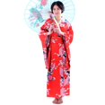 thumbnail image 2 of Qarigey Kimono largo de satén japonés para mujer y niña, Yukata, foto, disfraz de Cosplay Disfraces de disfraces rojo Qarigey FS9822-01, 2 of 6