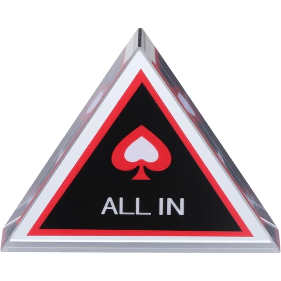 ABPETE All in Button Poker Triangle Glass All in Triangle Poker Dealer Button, Table Game Supplies for Party, Double Sided, 2.75 X 2.75 X 0.39 Inches