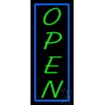 thumbnail image 1 of Vertical Open with Blue Border LED Neon Sign 24 x 10 - inches, Clear Edge Cut Acrylic Backing, with Dimmer - Bright and Premium built indoor LED Neon Sign for storefront., 1 of 7
