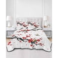 thumbnail image 2 of Twin Quilt Bedding Set, Red Spring Floral Reversible Summer Quilt 3 Pieces, Birds Branches Watercolor Flowers Lightweight Bedspreads Coverlets with 2 Pillow Shams for All Seasons, 2 of 5