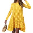 thumbnail image 2 of Vestido De Manga LargaVestido Con Dobladillo Con VolantesAjuste HolgadoEstampado De LunaresCuello Redondo Para Cita Para Mujer ANGGREK Otros, 2 of 4