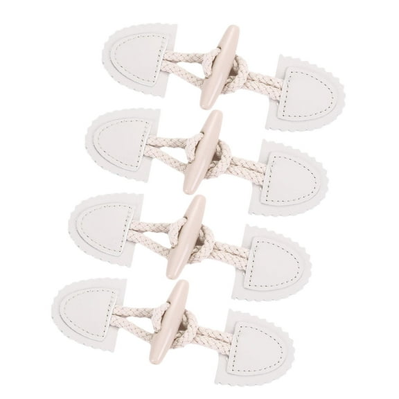 FVDPWYE 4Pcs Coat Toggle Buttons Accessories Simple Garment Buttons PU Leather Practical White