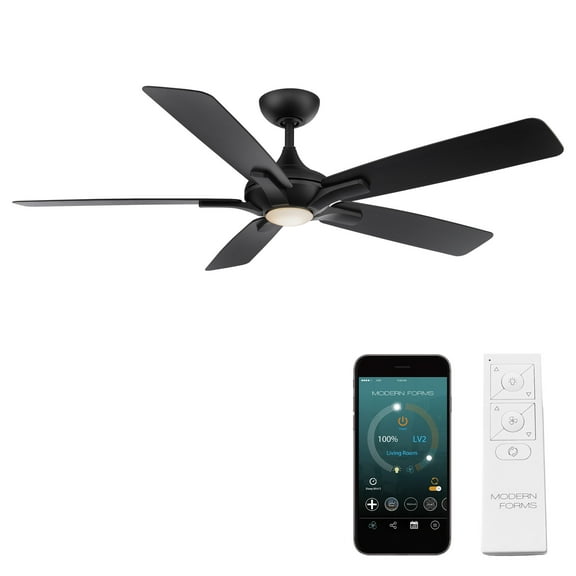 Mykonos 5 60" Matte Black Dimmable LED Smart Ceiling Fan with Remote Control