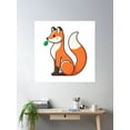 thumbnail image 2 of Playful Fox With Leaf Illustration Poster Wall Art, Modern Wall Decor For Living Room Bedroom, 8x12 UNFRAMED, 2 of 3
