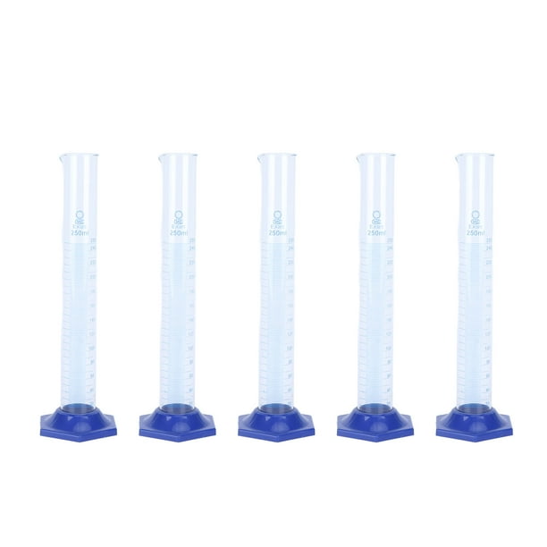Cilindro de medición graduado de 5 uds., equipo de experimentos científicos de laboratorio de vidrio, cilindros de laboratorio de líquido de medición de 250ml, Kit de tubo de ensayo de laboratorio