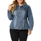 thumbnail image 1 of Chaqueta de mezclilla de botón de manga larga para mujer plus size Agnes Orinda L Azul, 1 of 8