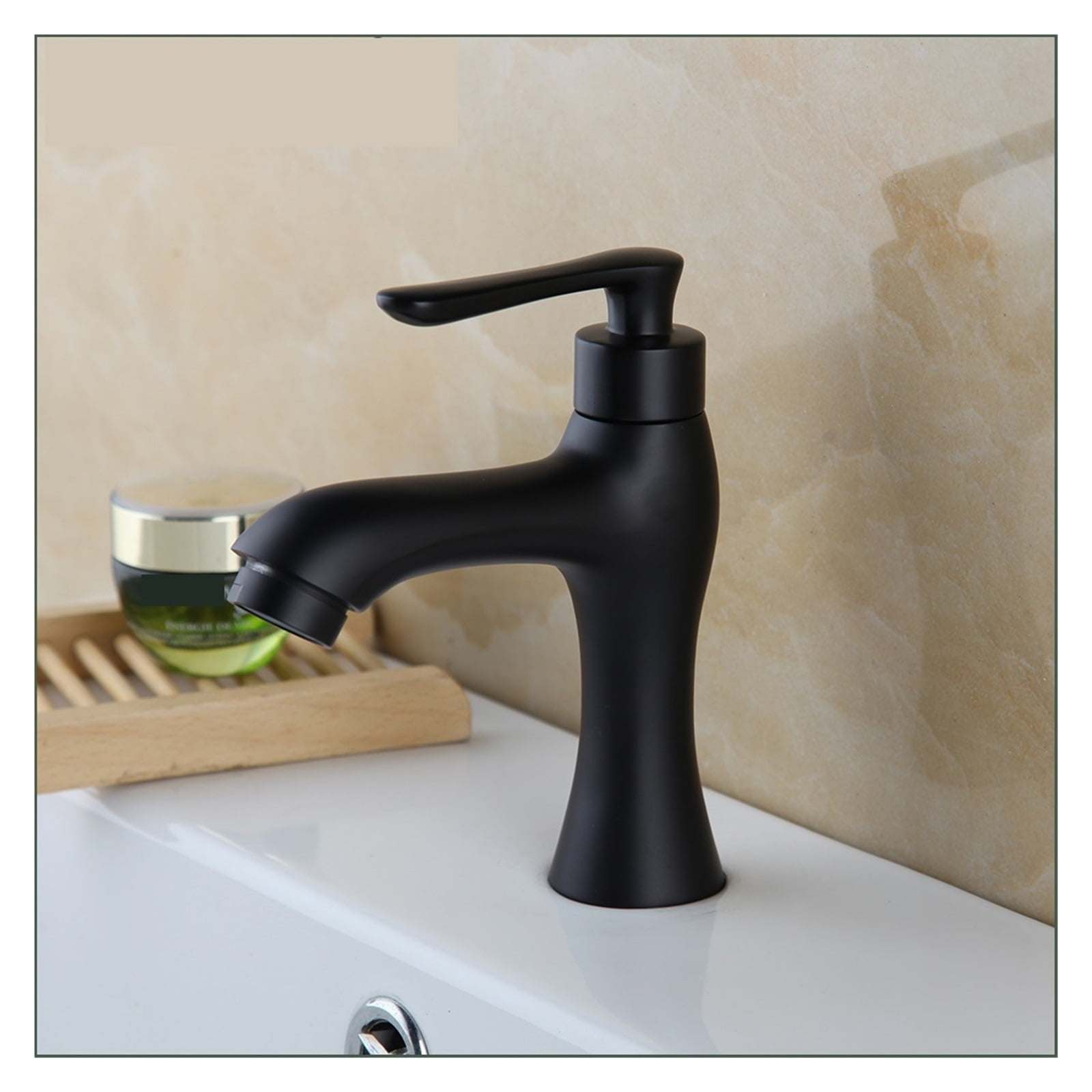 Matte Black Bathroom Faucet, Basin Sink Single Lever Only Cold Faucet, Deck Mounted Washbasin Spray Spout Bathtub Tap ,Leakproof Design