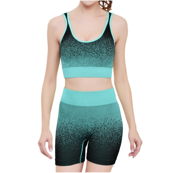 2 Piece Workout Sets for Women Summer Yoga Outdoor Sports Bra Sleeveless Tops Sports Bra And Shorts Set