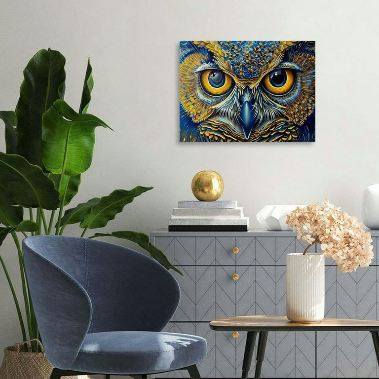 ONETECH Trippy Owl Canvas Art - Home Decor Wall Art Print Poster