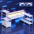 thumbnail image 3 of SEDETA L Shaped Gaming Desk with PC Display Stand, 59Inch Reversible Computer Desk with Storage Shelves, 4 Drawer & LED Lights, Modern Gamer Desk Table with Power Outlet, Monitor Stand, White, 3 of 9