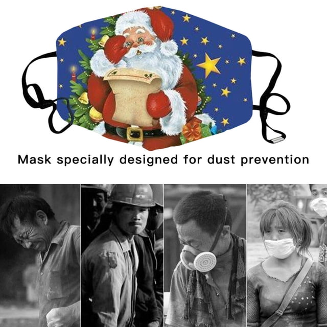 Langgg Christmas Themed Face Mask Dustproof Breathable Printing Mask with Elastic Ear Band Type 8