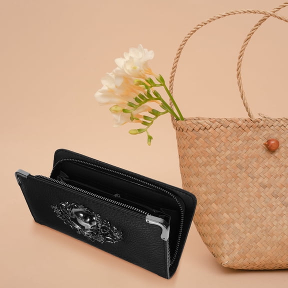 Luxshiny Women's Goth PU Purses Set Black Retro Punk Wallet Casual Style Accessories