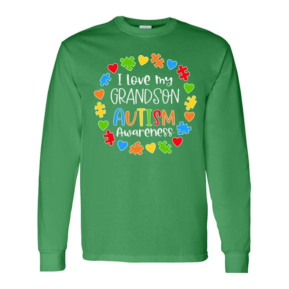 Inktastic I Love My Grandson Autism Awareness Long Sleeve T-Shirt