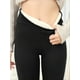 thumbnail image 4 of Solid Sherpa Warm Plush Lining Leggings, Casual Stretchy Long Length High Waist Leggings, Women's Clothing, 4 of 5