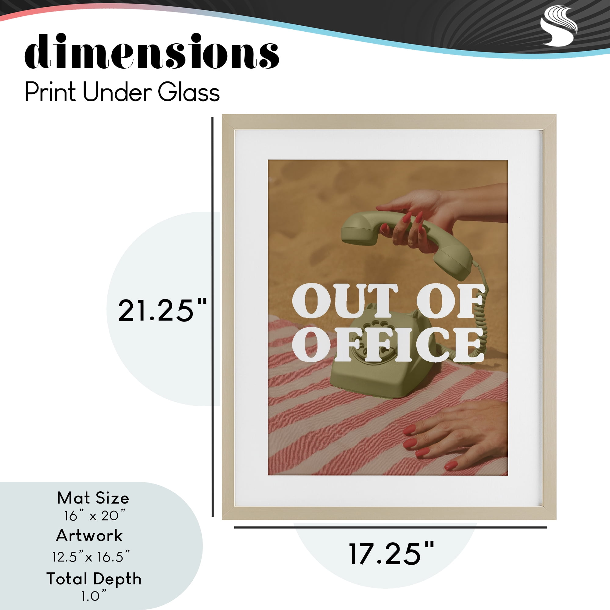 Out of Office Green Phone Birch Framed Print Under Glass, design by Lil' Rue