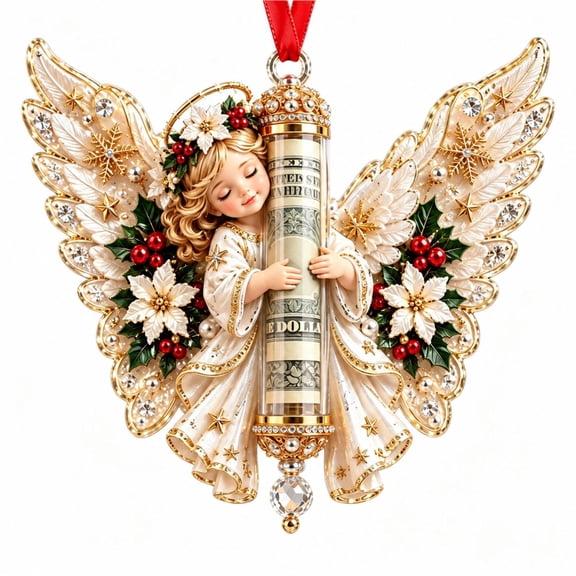 Clearance! Christmas Blessing Angel Cash Keeper Ornament, Hanging Money Keepsake for Christmas Tree, Holiday Hanging Decoration for Cash Gifting and Display