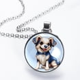 thumbnail image 2 of Pixel Dog Glass Design Circular Pendant Necklace - Elegant Statement Piece for Women, 2 of 5