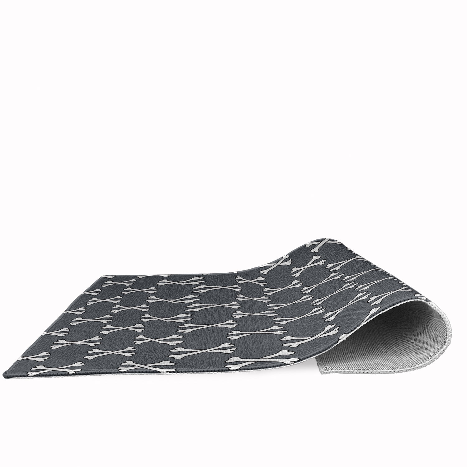 Simply Daisy Cross Bones Steel Gray Halloween Chenille Area Rug, 18" x 30"