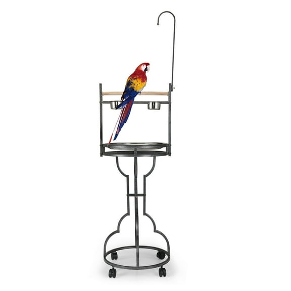 BFANGB 72" Parrot Perch Playstand – Wrought Iron Bird Play Stand with Toy Hooks and Rolling Wheels – Spacious Avian Activity Center Perfect for Climbing, Playing and Easy Mobility