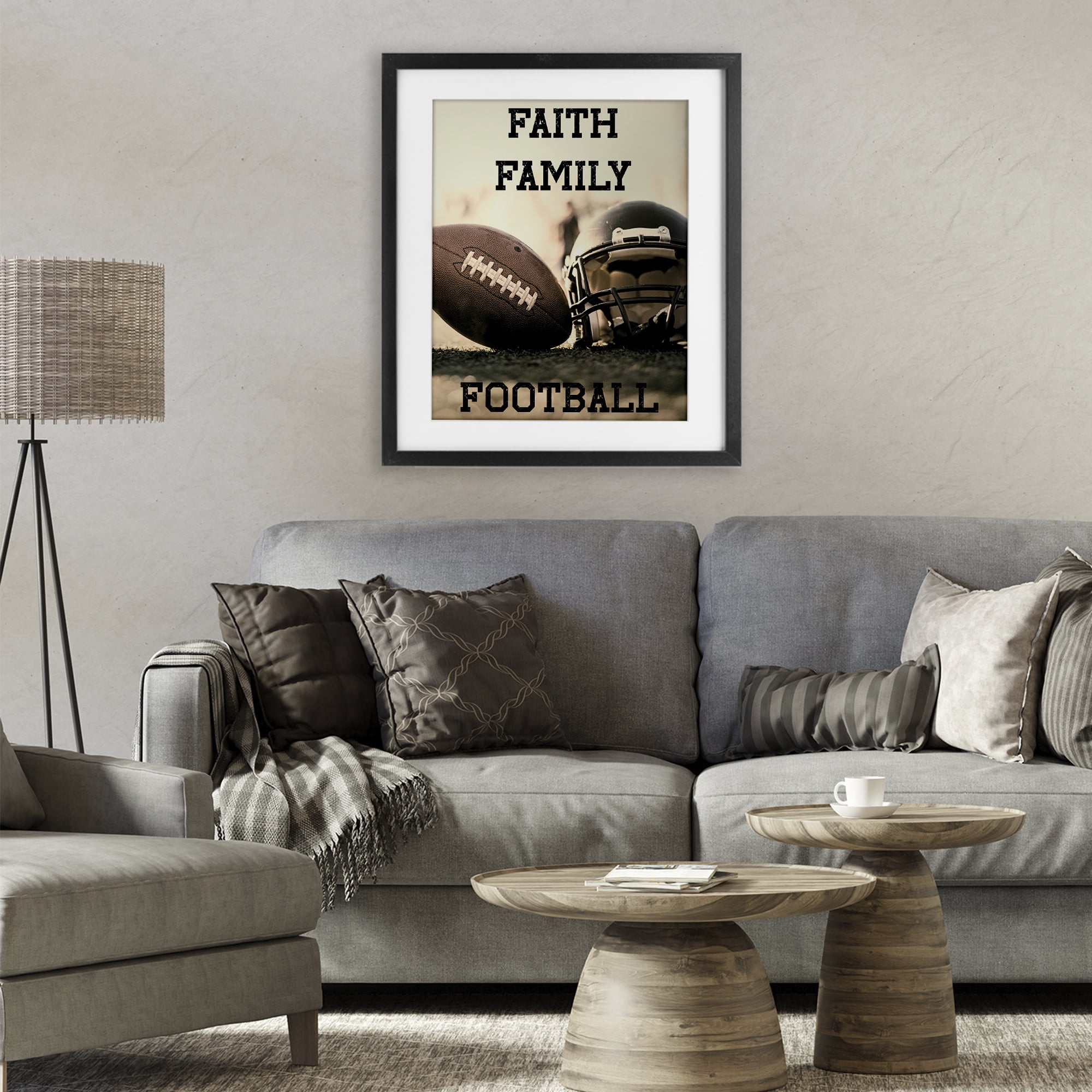 Stupell Industries Faith Family Football Black Framed Print Under Glass, design by Jesse Keith