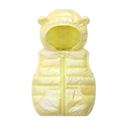 

Kopltyrfg Toddler Baby Warm Vest Outerwear Clothes Unisex Kids Warm Ear Hooded Vest Outerwear Fall Winter Baby Fluorescence Yellow 120