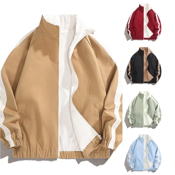 Unir Windproof Reversible Stand Collar Jacket for Women, Full Zip Long Sleeve with Pockets, Water Resistant Everyday Fall Outerwear, 1 Piece, S-3XL, Plus Size Friendly