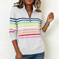 thumbnail image 6 of DIOAZUD Womens 1/4 Zip Pullover Striped Sweatshirt Collared Long Sleeve Fall Pullover Sweatshirt Casual Loose Fit Tops, 6 of 7