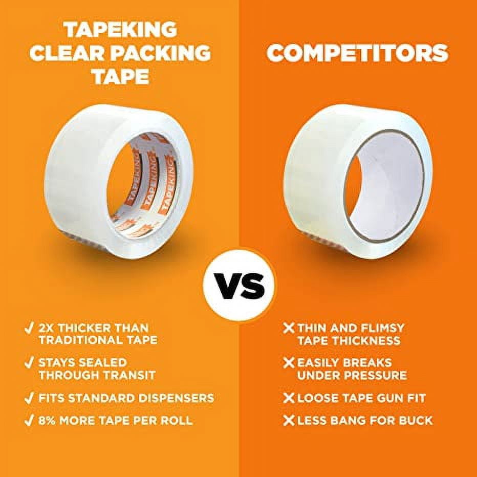Tape King Packband Transparent – 110 Yards Pro Rolle, 2,7 Mil Stark, 6 Rollen, Superklebend