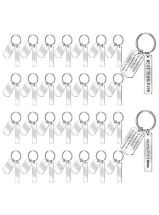 10 Acrylic Keychain Blanks, Clear DIY Rectangles, 10 Rings (3 in