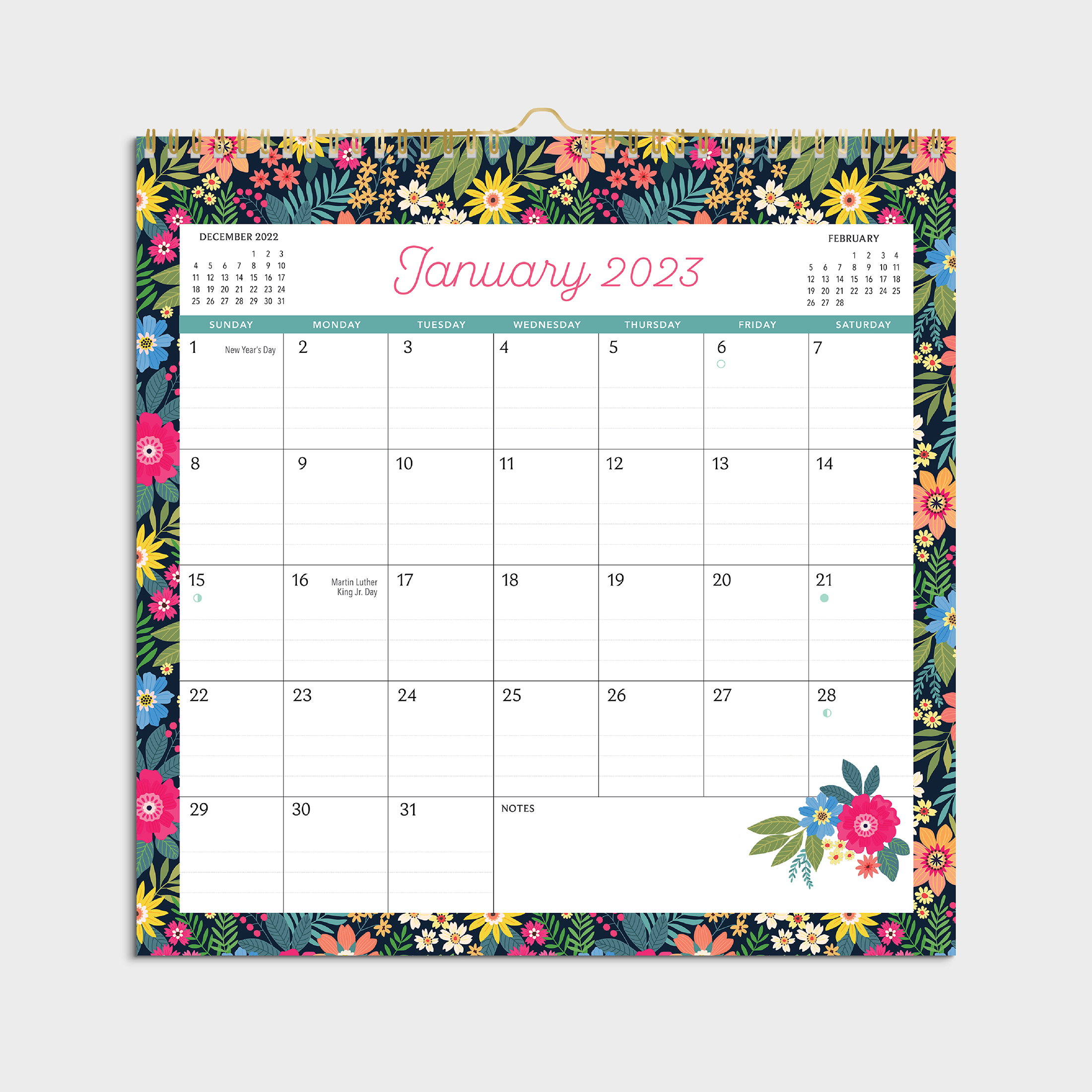 2023 -12 Month Calendar-Floral border- 12x12 Spiral bound-by Pen+Gear -  Walmart.com