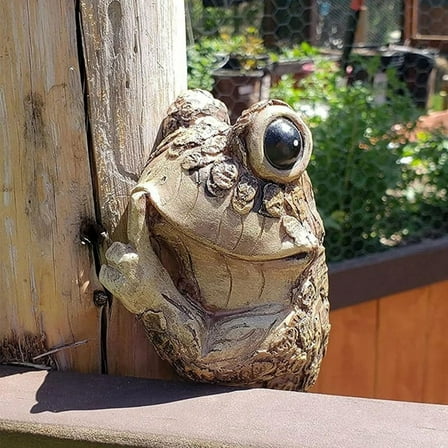 Quiet Frog Tree Peeker Garden Sculptures Outdoor Face Hugger Statue Indoor Yard D