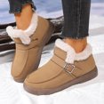 thumbnail image 2 of Bottes de Ski Plates Décontractées d'Hiver pour Femmes en Molleton Chaud, Couleur Unie, Bout Rond, Bottines, 2 of 9