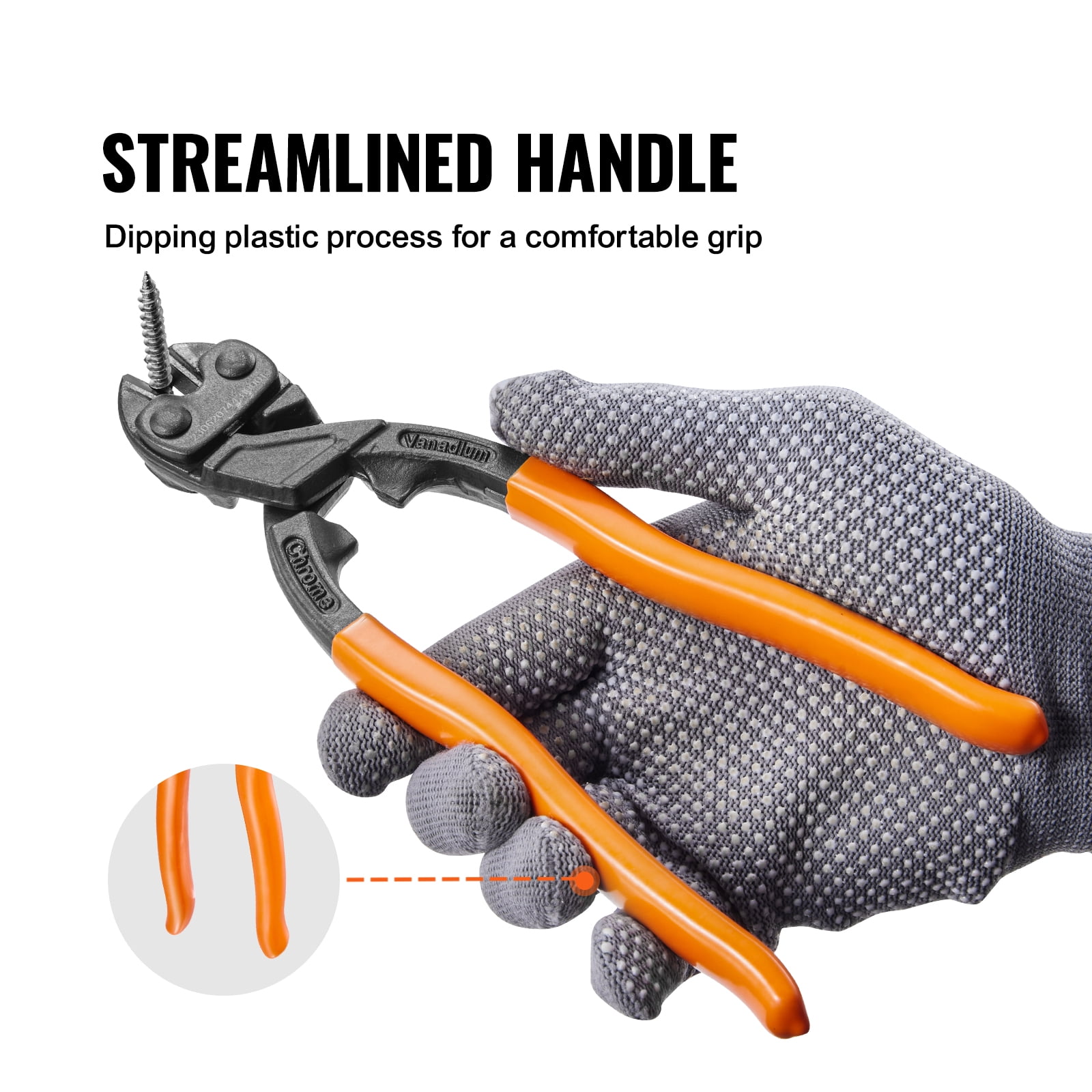 SKYSHALO Bolt Cutter, 8" Mini Lock Cutter with Streamlined Ergonomic Handle, Chromium Vanadium Alloy Steel Blade, Heavy Duty Bolt Cutter for Rods, Bolts, Steel Wires, Cables, Rivets, and Chains