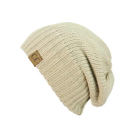 - NYfashion101 Exclusive Two Way Cuff & Slouch Warm Knit Ribbed Beanie, Beige