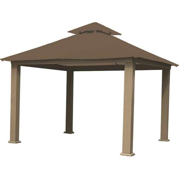 ACACIA 12' x 12' Aluminum Frame with OutDura Soft Top Gazebo in Stone