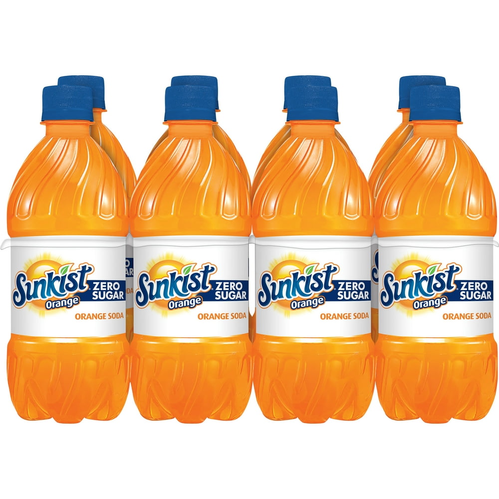 Sunkist Zero Sugar Orange Soda, 12 fl oz bottles, 8 pack