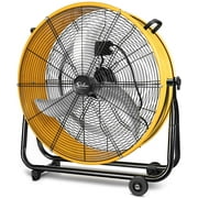 Simple Deluxe HIFANXDRUM24 24 Inch Heavy Duty Metal Industrial Drum Fan, 3 Speed Air Circulation for Warehouse, Greenhouse, Workshop, Patio, Factory and Basement - High Velocity, Yellow, 1-Pack