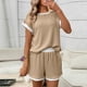 thumbnail image 2 of Camisas de Manga Corta para las Mujeres Casual Color Sólido Cuello Redondo Blusa Y Pantalones Cortos Conjunto, Moda Primavera Verano Traje, 2 of 7