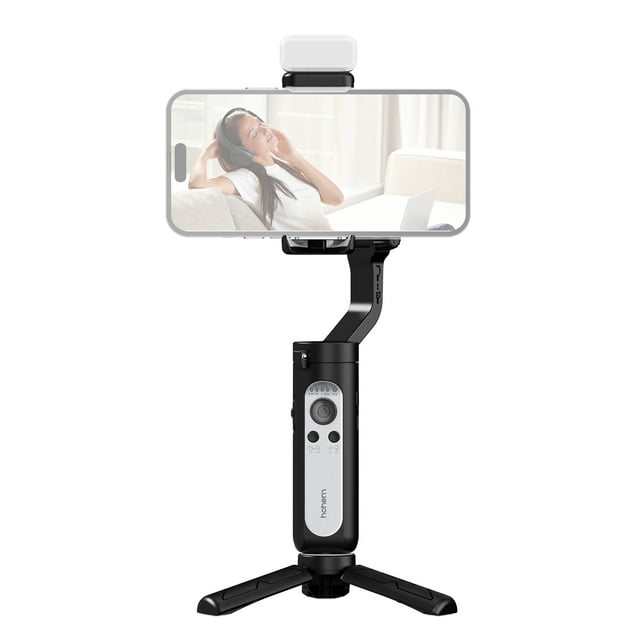 Palo de Selfie Hohem iSteady XE Estabilizador de cardán para teléfono inteligente de 3 ejes, cardán portátil Vlog, antivibración con luz de relleno LED magnética, mini trípode, capacidad de carga de 2